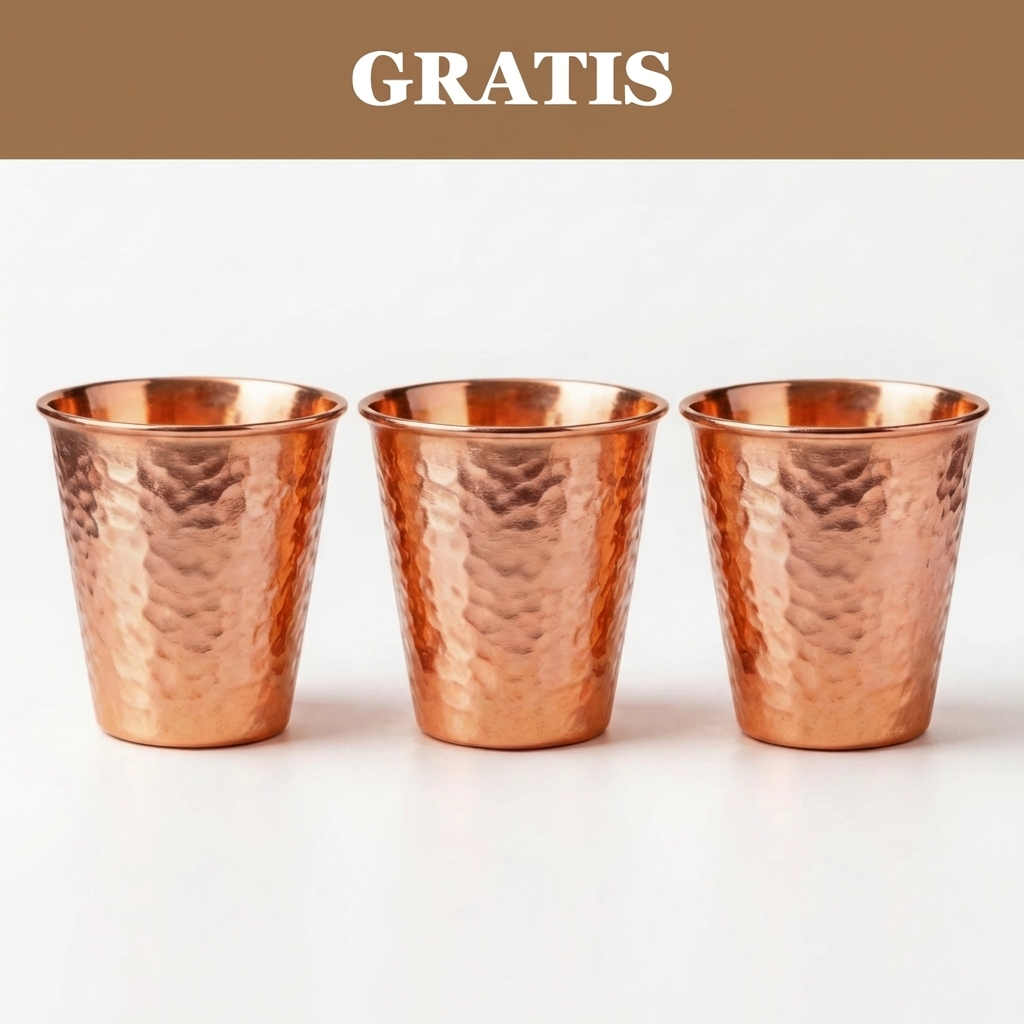 3 Vasos 100% Cobre GRATIS